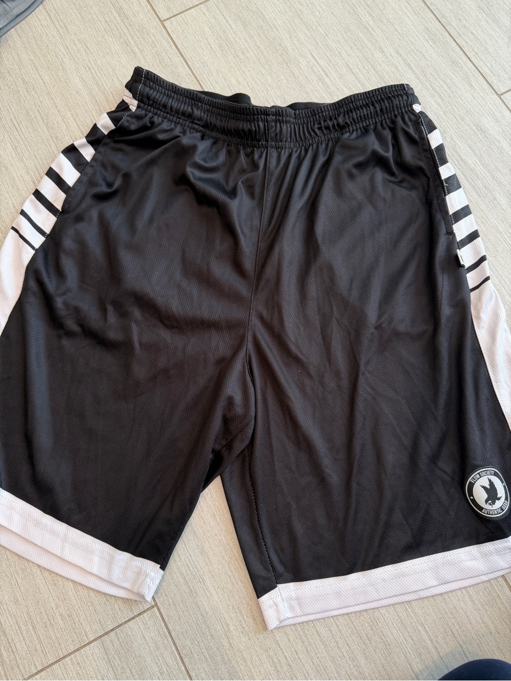 Men's Black Athletic Shorts with White Accents